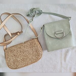 Target brands shoulder bag Small purse lot Gold metallic & Aqua faux skin bag